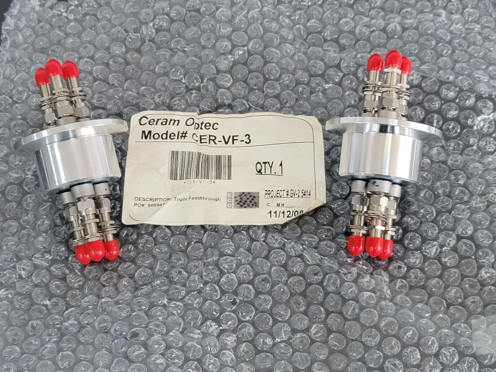 LOT OF 2 NEW CERAM OPTEC CER-VF-3 TRIPLE FEEDTHROUGH CERVF3