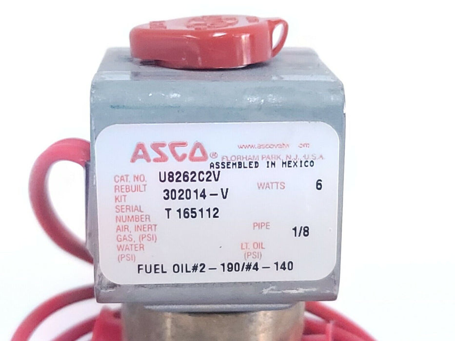 NEW ASCO U8262C2V SOLENOID VALVE 120/60, 110/50 WATTS: 6 PIPE: 1/8