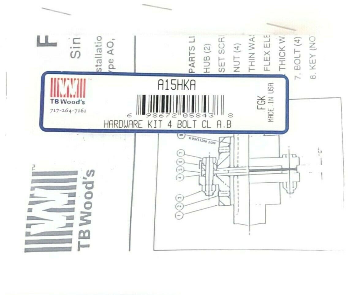 NEW TB WOOD'S A15HKA HARDWARE KIT 4 BOLT CL A.B
