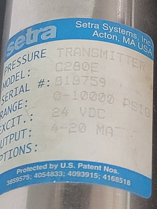 SETRA C280E PRESSURE TRANSMITTER 0-10000 PSIG 24VDC 4-20MA