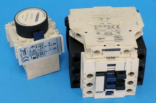 SCHNEIDER TELEMECANIQUE LC1-D12G7 CONTACTOR W/ LA2-DT0 & LAD-8N20, 1D12G7