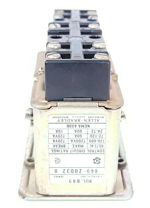 ALLEN BRADLEY 849-ZOD32 SER B TIME DELAY RELAY 849ZOD32 W/ 21A244 COIL 849-Z0D32