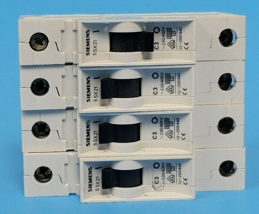 LOT OF 4 SIEMENS 5SX21C3 CIRCUIT BREAKERS 5SX2 230/400V