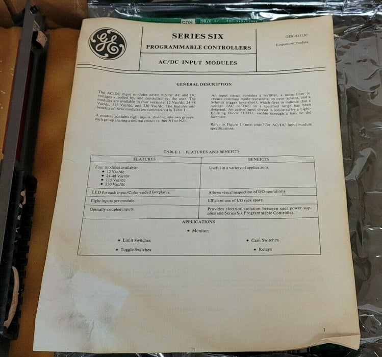 NIB GE FANUC IC600YB802B INPUT MODULE 48VAC W/ IC600FP802A FACEPLATE