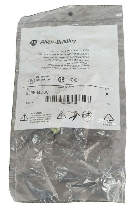 NEW ALLEN BRADLEY 800F-MD0C FULL VOLTAGE MODULE W/ LATCH SER. A
