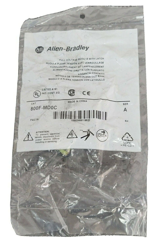 NEW ALLEN BRADLEY 800F-MD0C FULL VOLTAGE MODULE W/ LATCH SER. A