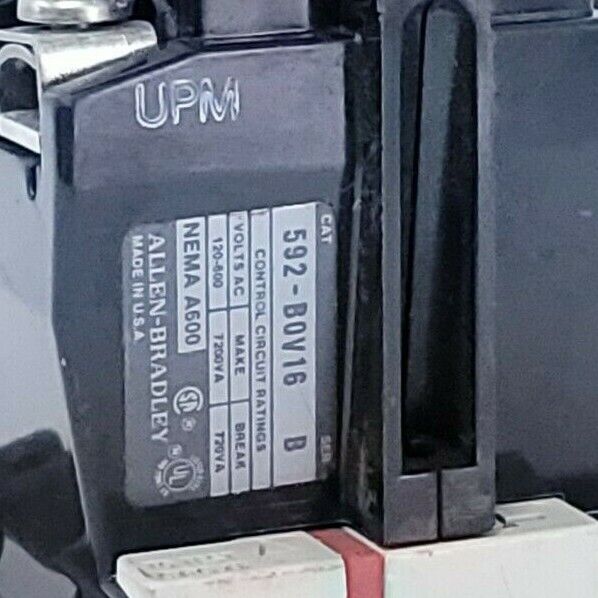 ALLEN BRADLEY 592-BOV16 OVERLOAD RELAY SER. B W/ TWO W38 HEATER ELEMENTS