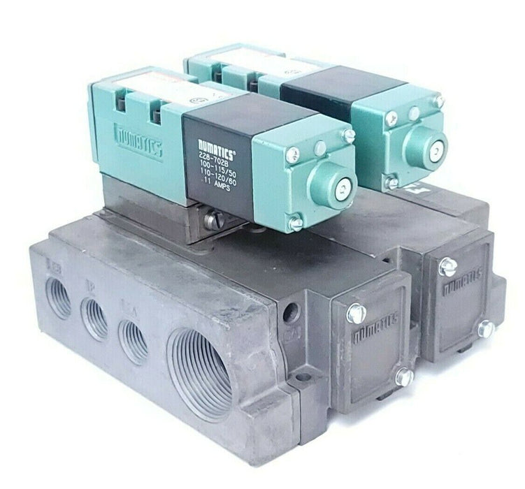 LOT OF 2 NUMATICS 153SA425K SOLENOID VALVES W/ HH-1FLEXIBLOKS 120V 50/60HZ