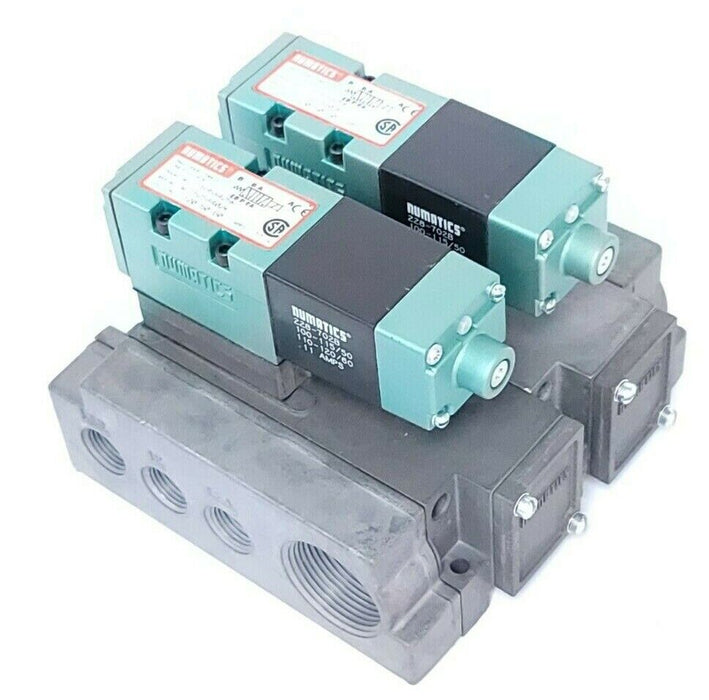 LOT OF 2 NUMATICS 153SA425K SOLENOID VALVES W/ HH-1FLEXIBLOKS 120V 50/60HZ