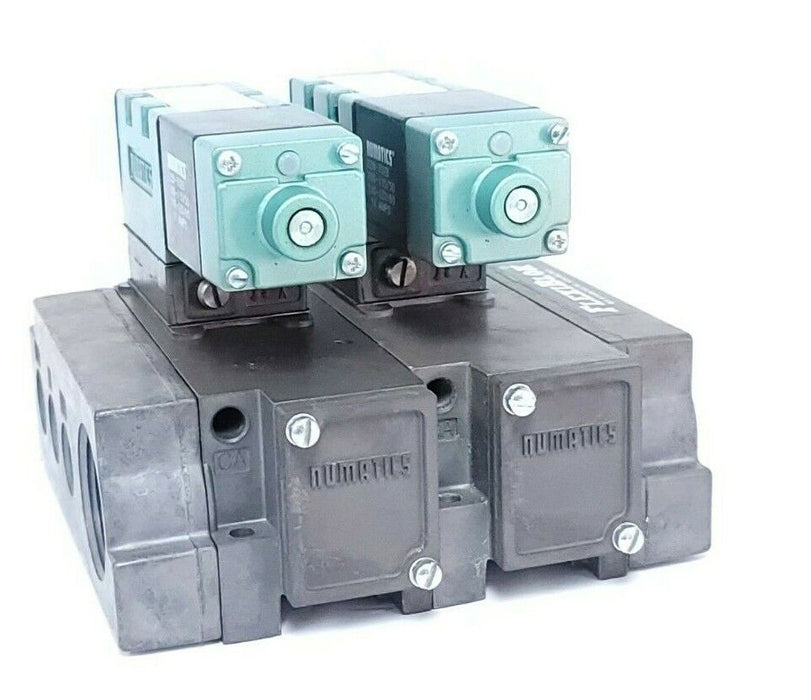 LOT OF 2 NUMATICS 153SA425K SOLENOID VALVES W/ HH-1FLEXIBLOKS 120V 50/60HZ