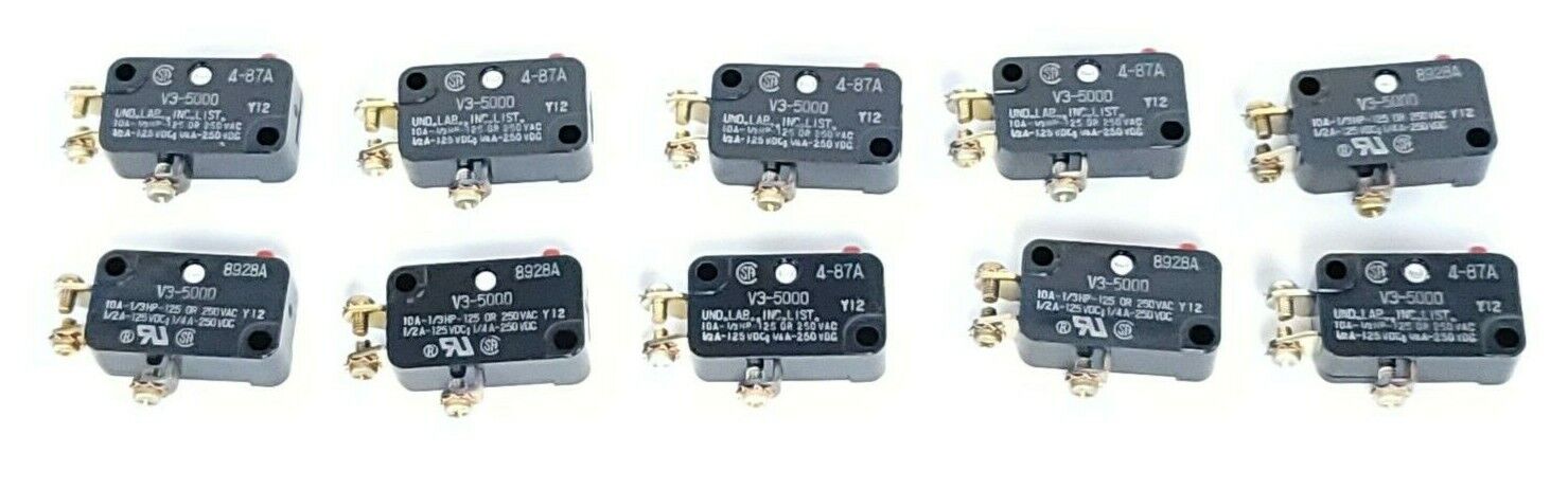 LOT OF 10 NEW HONEYWELL MICRO SWITCH V3-5000 SNAP SWITCHES 10A 125/250VAC 1/3HP