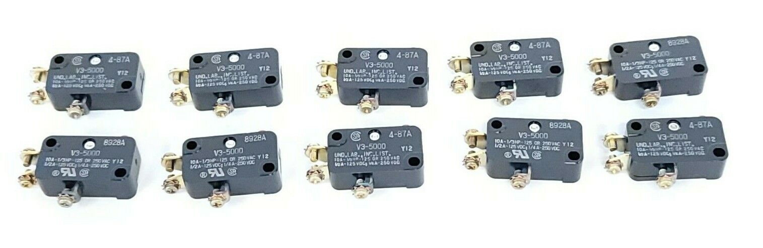 LOT OF 10 NEW HONEYWELL MICRO SWITCH V3-5000 SNAP SWITCHES 10A 125/250VAC 1/3HP