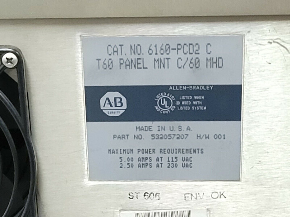 ALLEN BRADLEY 6160-PCD2 OPERATOR INTERFACE TERMINAL MNT C/60 MHD T60 SER. C