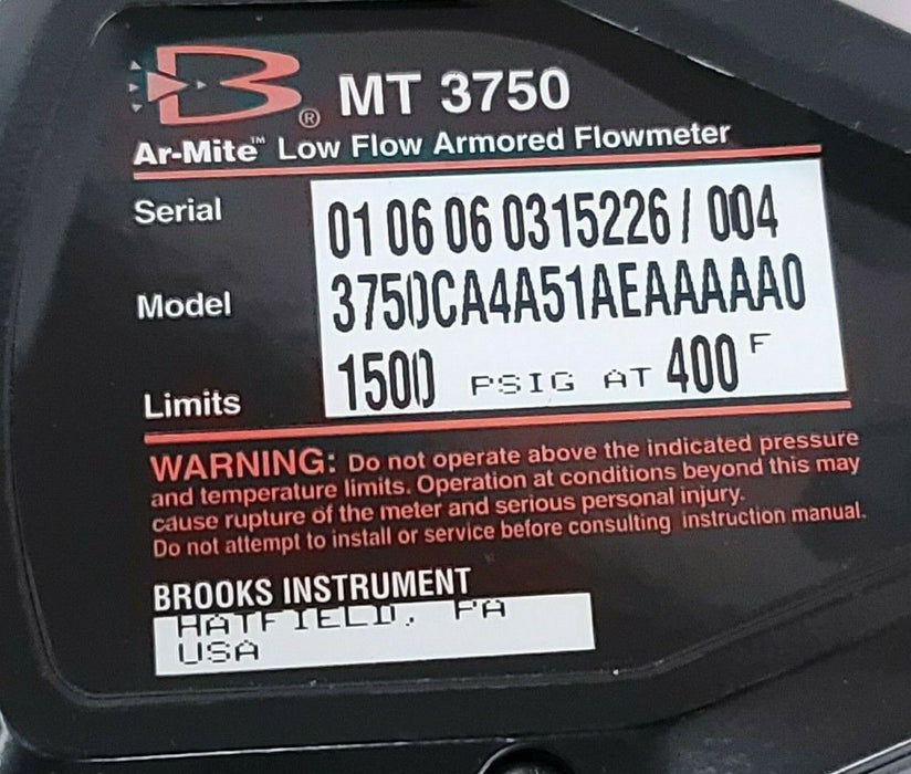 NEW BROOKS 3750CA4A51AEAAAAA0 AR-MITE LOW FLOW ARMORED FLOWMETER MT 3750