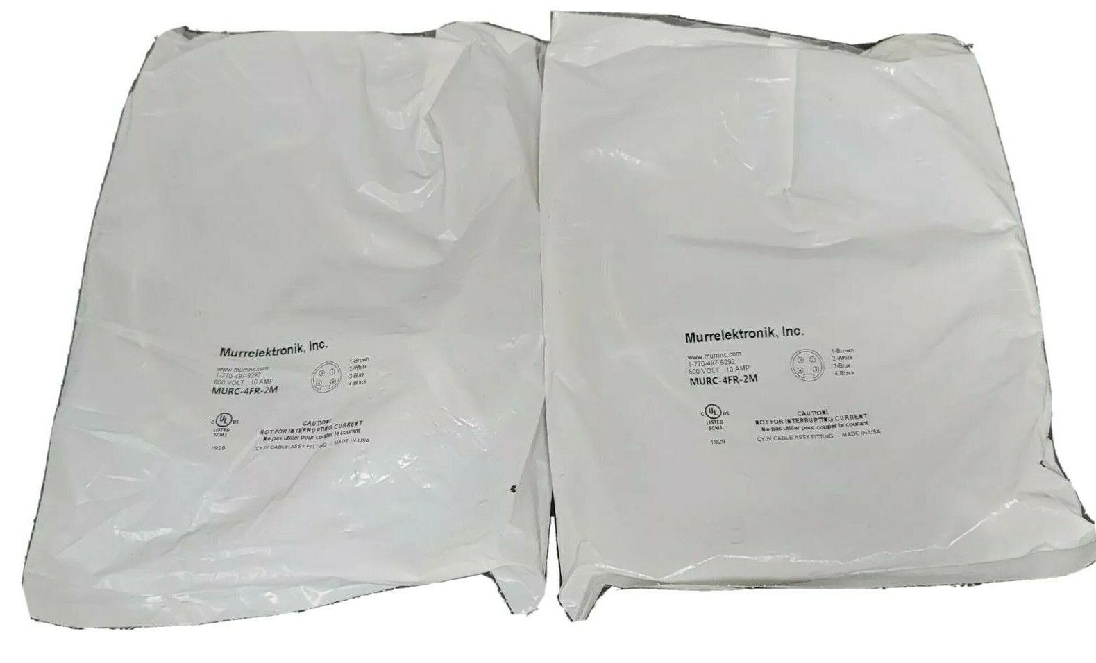 LOT OF 2 NEW MURRELEKTRONIK MURC-4FR-2M FEMALE RECEPTACLES MURC4FR2M 600V 10A