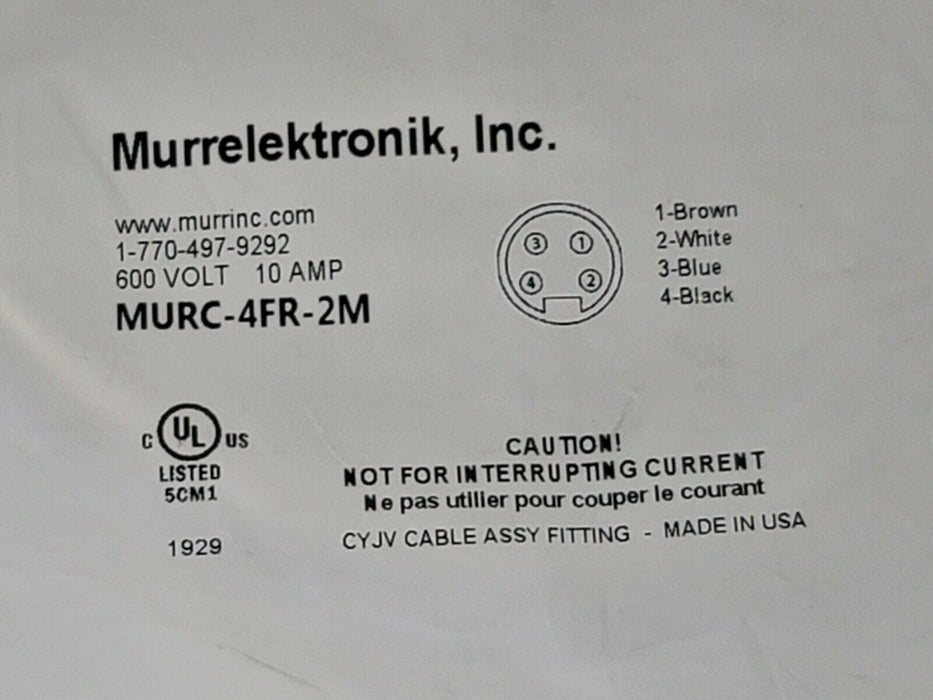 LOT OF 2 NEW MURRELEKTRONIK MURC-4FR-2M FEMALE RECEPTACLES MURC4FR2M 600V 10A