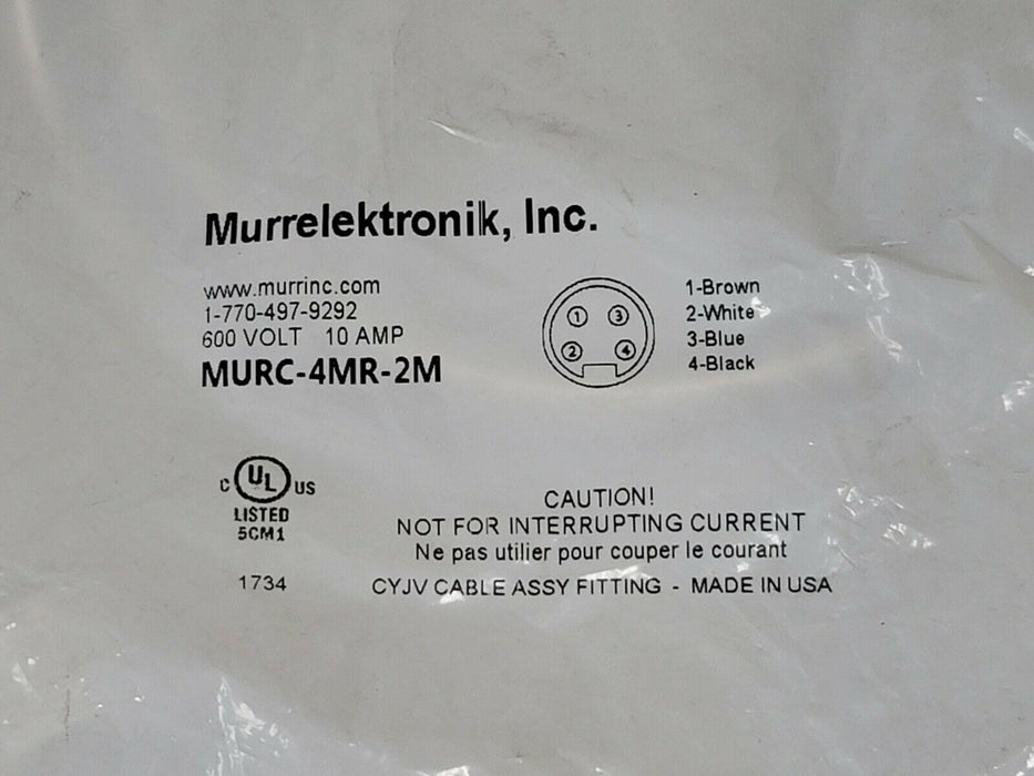 LOT OF 2 NEW MURRELEKTRONIK MURC-4MR-2M RECEPTACLE 600V 10 AMP