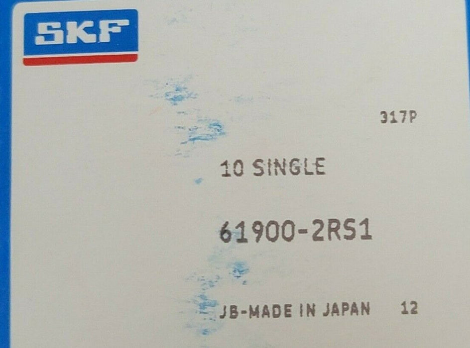 BOX OF 7 NEW SKF 61900 2RS1 SEALED DEEP GROOVE BALL BEARING 619002RS1