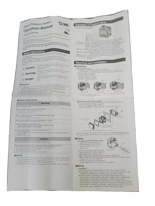 NEW SMC ZL112-K15LZ-DPL VACUUM EJECTOR DIGITAL PRESSURE SWITCH