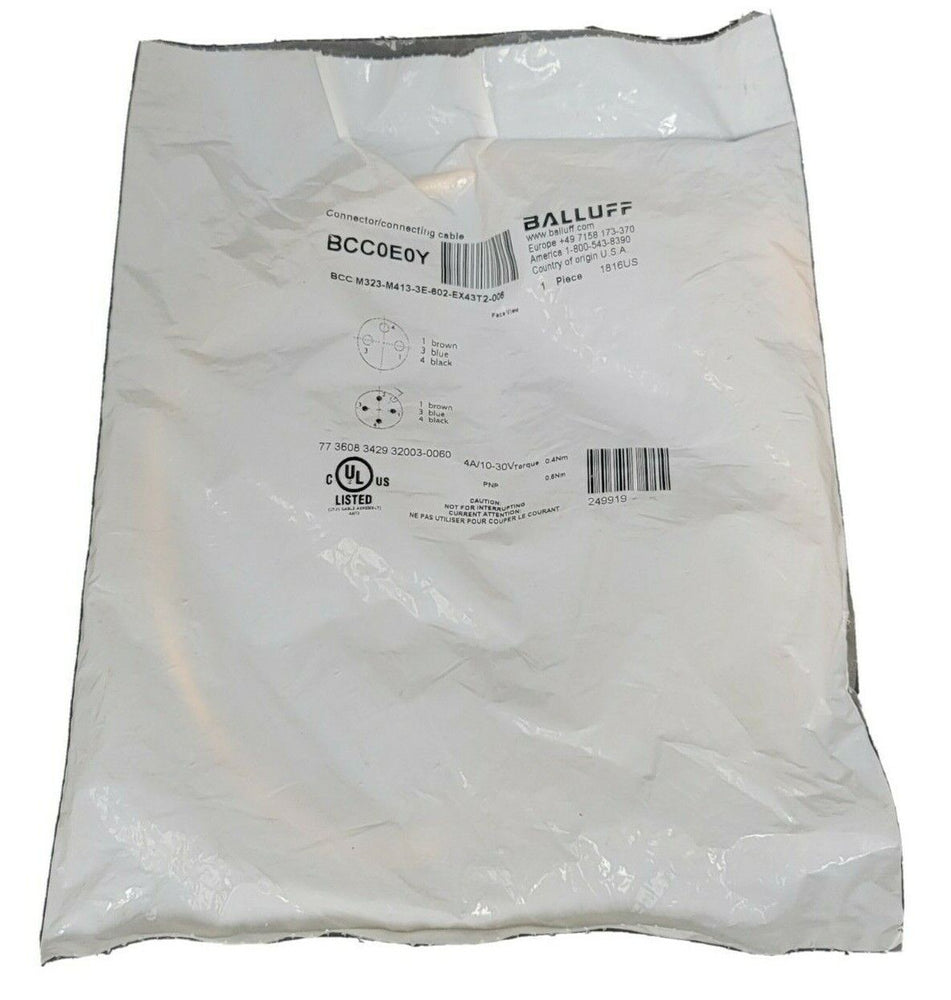 NEW BALLUFF BCC M323-M413-3E-602-EX43T2-006 CONNECTING CALBE BCC0E0Y