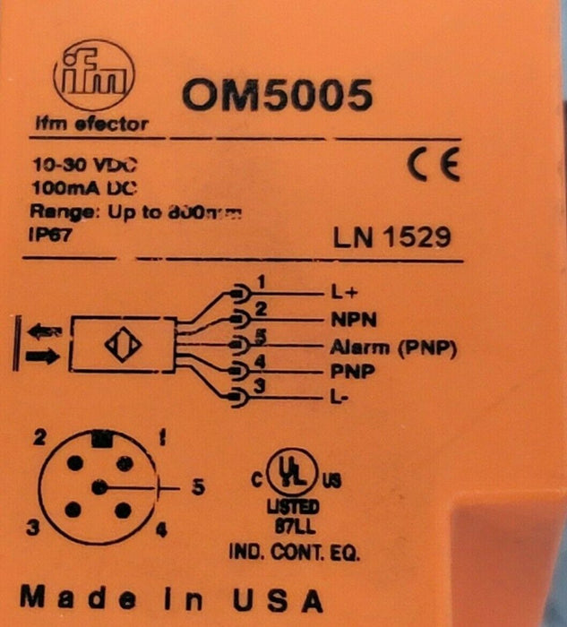 IFM EFECTOR OM5005 FIBRE-OPTIC AMPLIFIER 10-30VDC 100mA