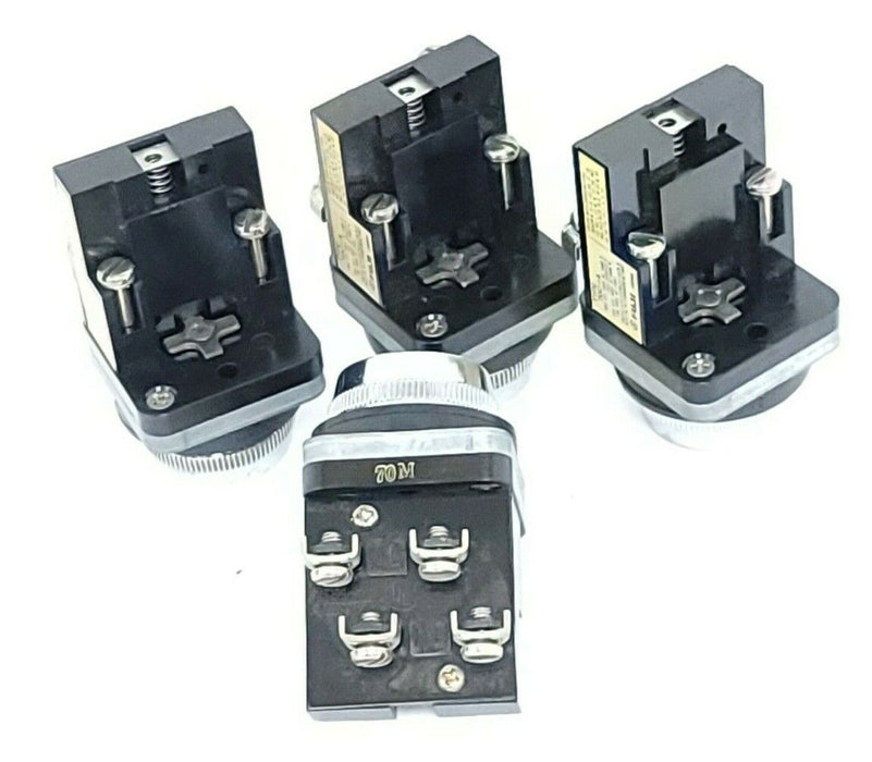 LOT OF 4 FUJI ELECTRIC 70C-IA CONTACT BLOCK 70CIA, GREEN PUSHBUTTON