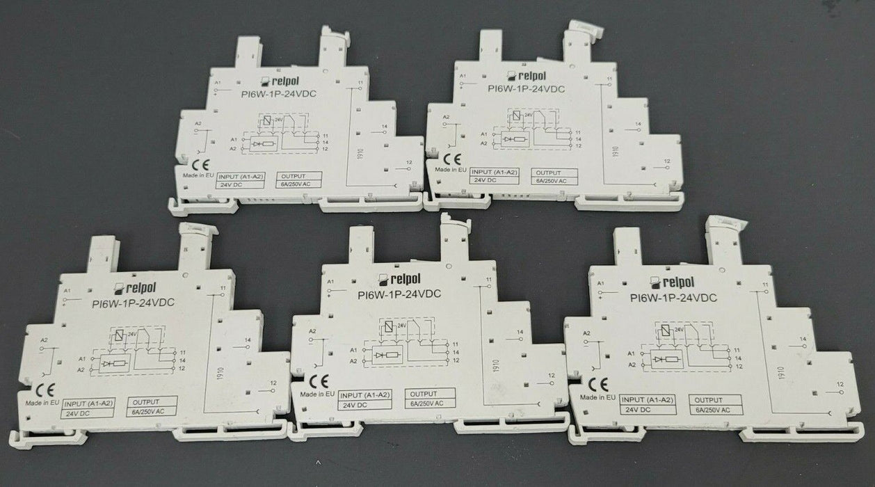 LOT OF 5 RELPOL PI6W-1P-24VDC RELAYS PI6W1P24VDC