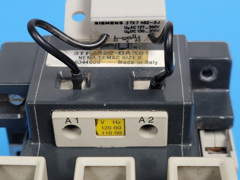 SIEMENS 3TF4622-0AK61 SIZE 2 CONTACTOR NON-REVERSING 110/120VAC 50/60HZ