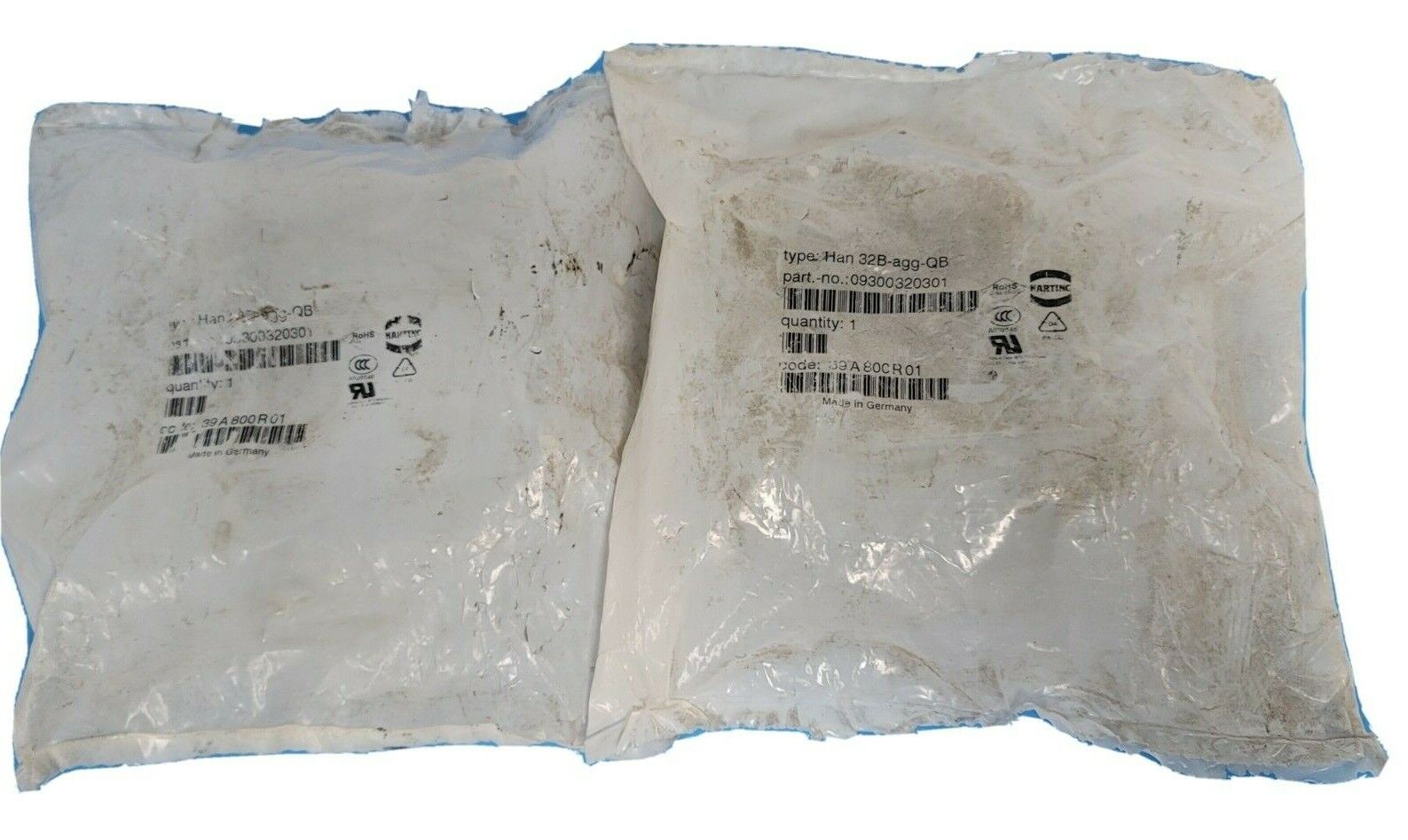LOT OF 2 NEW HARTING P/N: 09300320301 HOUSINGS TYPE: HAN 32B-AGG-QB