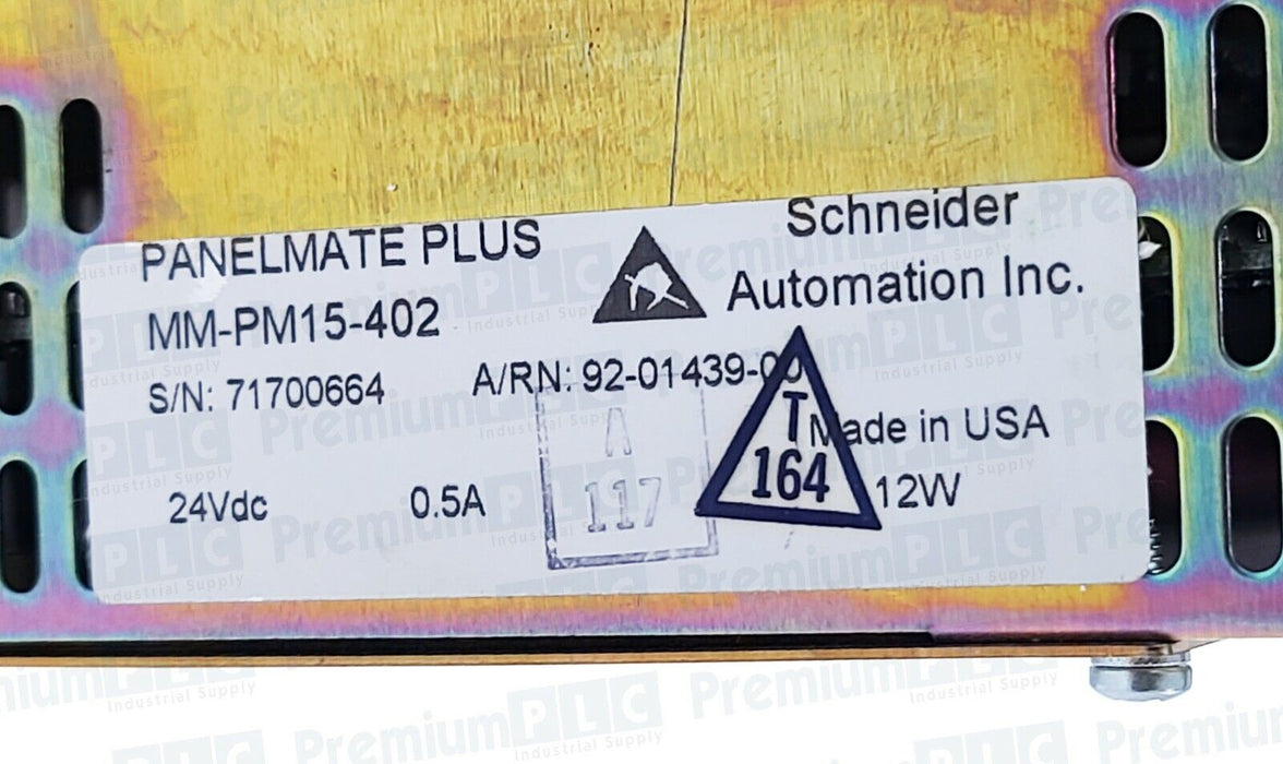 SCHNEIDER MODICON MM-PM15-402 / MMPM15402 PANELMATE PLUS 92-01439-00 NSMP
