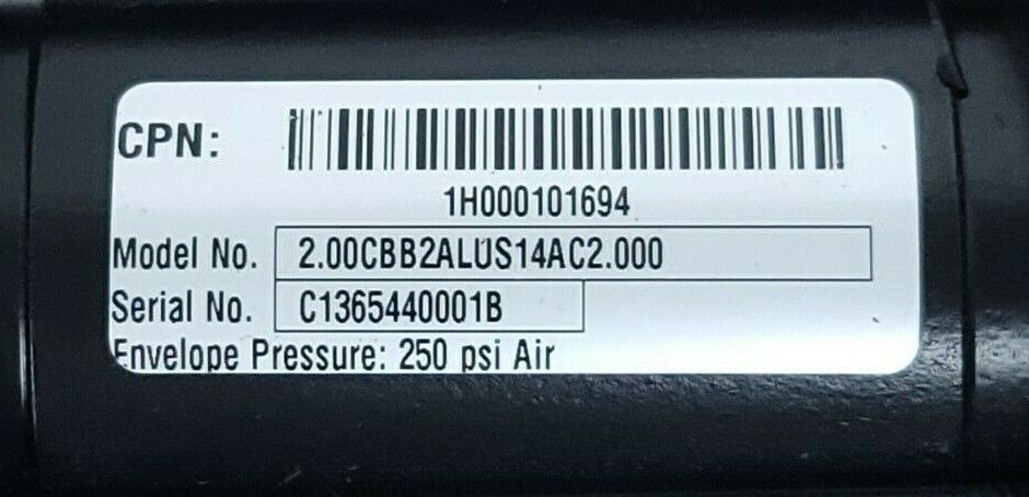 NEW PARKER 2.00CBB2ALUS14AC2.000 CYLINDER 250PSI AIR
