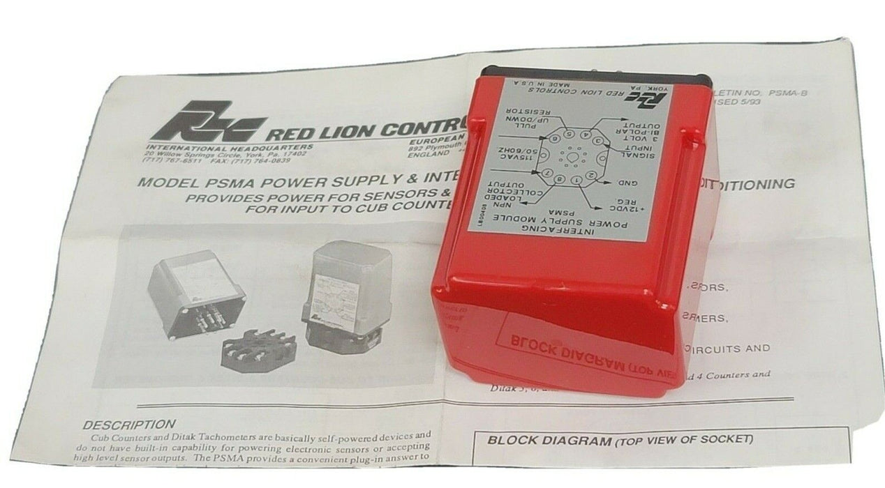 NEW RED PSMA100 POWER SUPPLY MODULE 8 PIN 115 VAC 50/60HZ