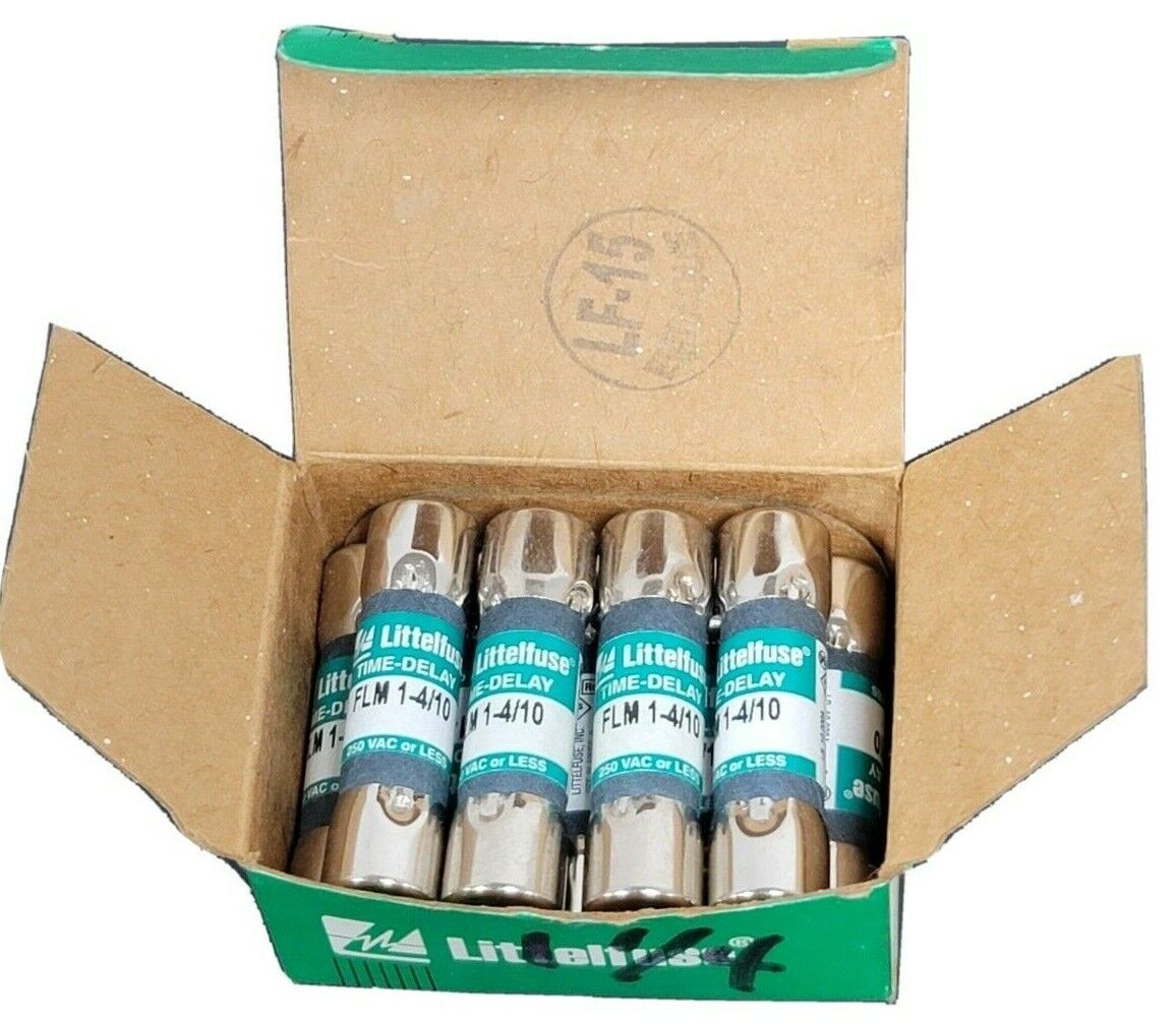 BOX OF 9 NEW LITTELFUSE FLM1-4/10 MIDGET FUSES 250V, FLM 1-4/10