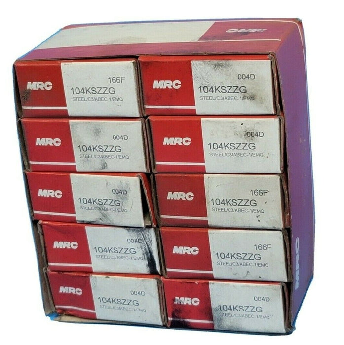 LOT OF 10 NIB MRC 104KSZZG SINGLE ROW BALL BEARINGS