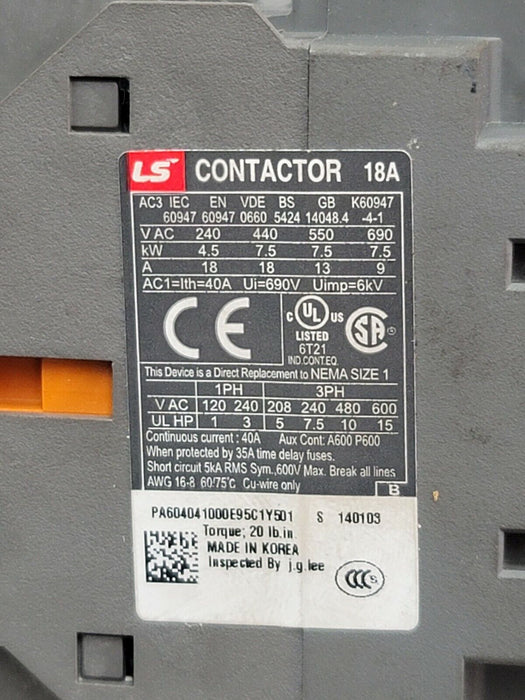 NEW METASOL ALTECH CORP MC-18B-DC24V CONTACTOR 3 POLE 18A MC18BDC24V