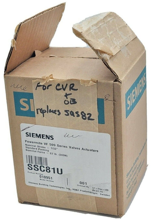 NIB SIEMENS SSC81U POWERMITE VF 599 SERIES VALVE ACTUATOR STROKE 7/32''