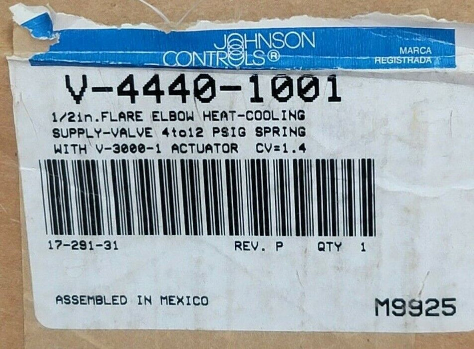 NIB JOHNSON CONTROLS V-4440-1001 1/2" H-C 4-12# ELBOW V44401001, 1.4CV