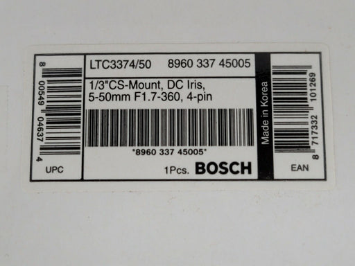 NIB BOSCH LTC3374/50 CS LENS 1/3-INCH 5 TO 50MM F/1.7 TO 360 4-PIN