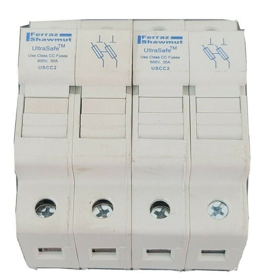 LOT OF 2 FERRAZ SHAWMUT USCC2 ULTRASAFE FUSE HOLDERS 600V, 30A