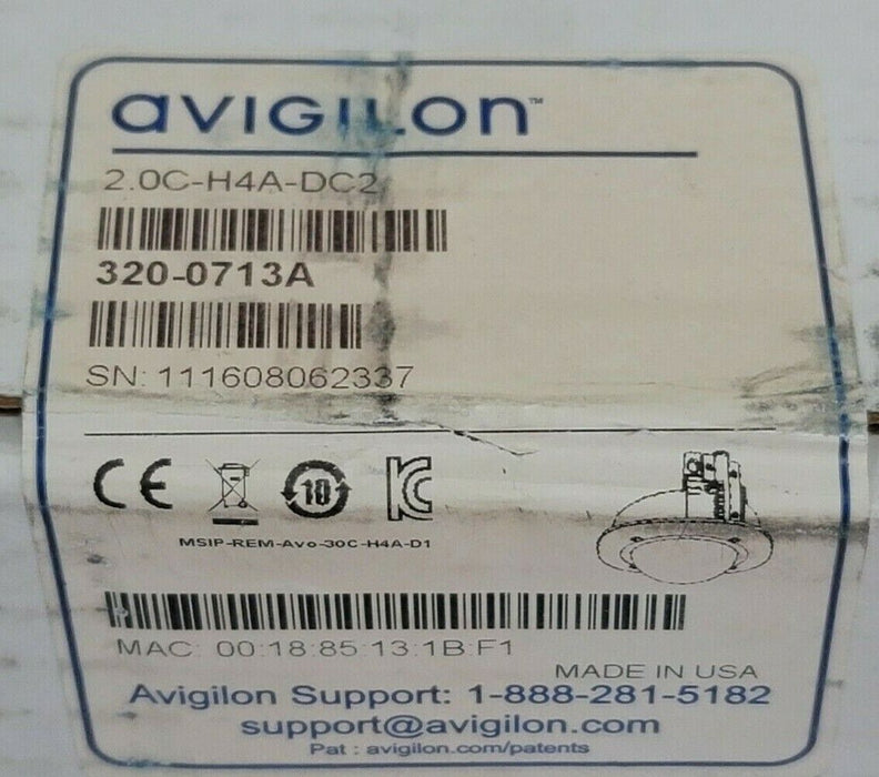 NEW SEALED AVIGILON 2.0C-H4A-DC2 H4 4K HD INDOOR IP DOME CAMERA 20CH4ADC2