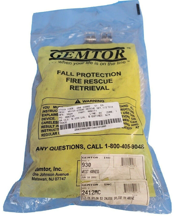 NEW GEMTOR INC. MODEL # 930 WRIST HARNESS 1/2'' NYLON 53