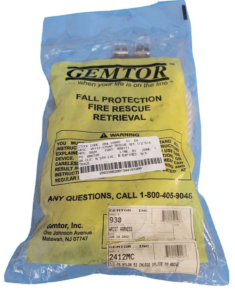 NEW GEMTOR INC. MODEL # 930 WRIST HARNESS 1/2'' NYLON 53