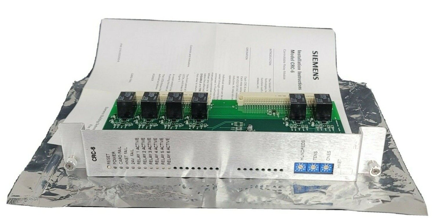 NEW SIEMENS 500-033250 CRC-6 FIRE ALARM RELAY CARD REV. 02.01 500033250 CR6