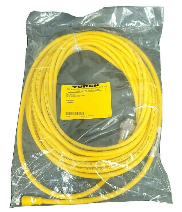 NEW TURCK RKC 8T-10-RSM 50/CS13640 CORDSET ID NO. U-58486