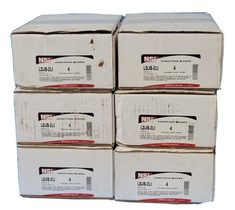 LOT OF 24 NEW NSI LDJB-2LI JUNCTION BOXES COLOR: LIGHT IVORY DEPTH: 2''