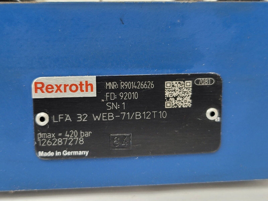 NEW BOSCH REXROTH LFA 32 WEB-71/B12T10 CARTRIDGE VALVE R901426626