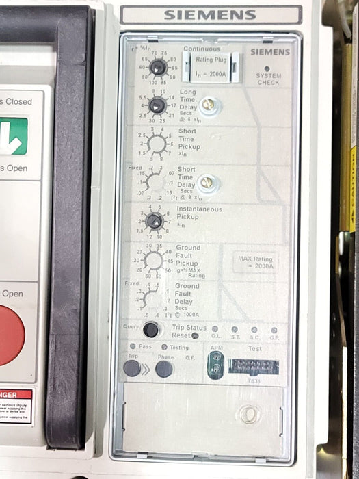 SIEMENS SBS2020DV / SBS2020 DRAWOUT BREAKER SBS-2000 W/2000A TRIP UNIT