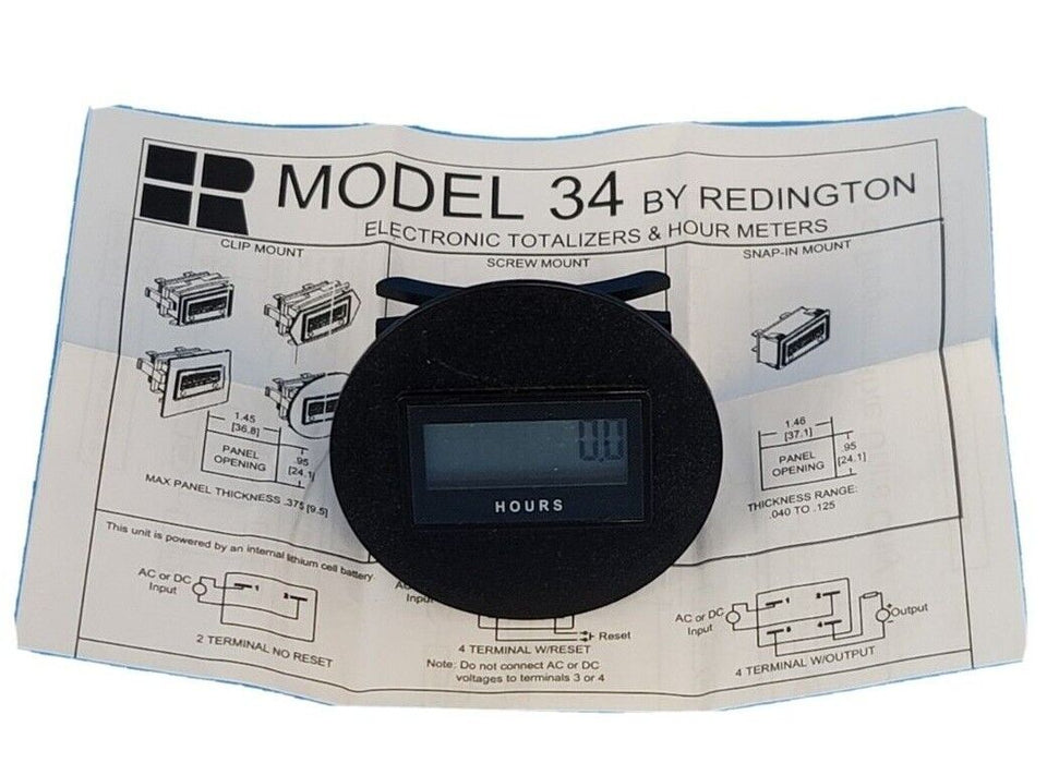 NIB TRUMETER REDINGTON 3410-3000 ELECTRONIC LCD HOUR METER AC/DC