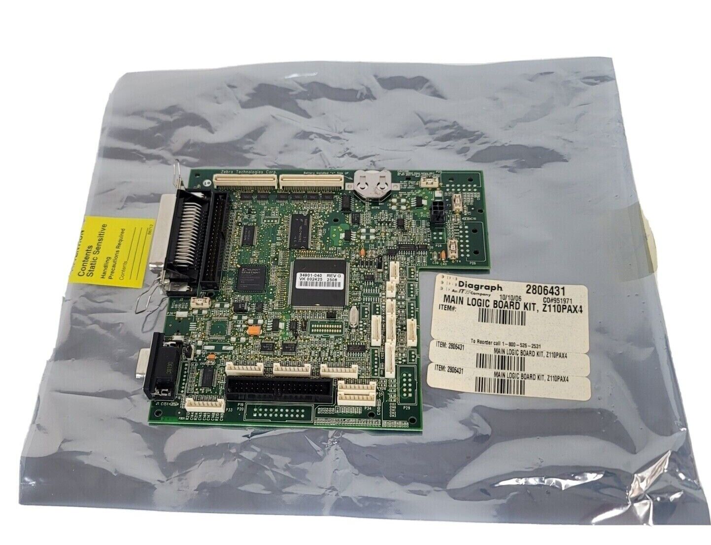 NEW ZEBRA 34901-040 REV. G MAIN LOGIC BOARD KIT Z110PAX4