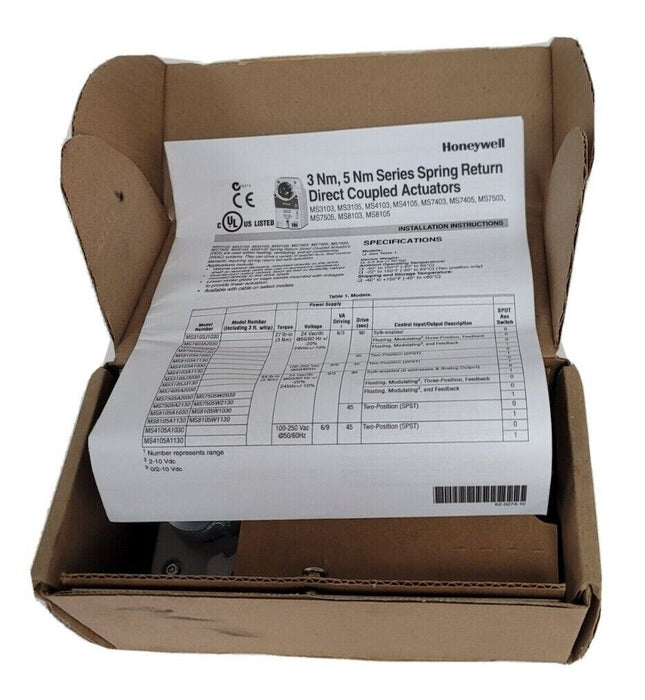 NEW IN BOX HONEYWELL MS8103A1130 DIRECT COUPLED ACTUATOR